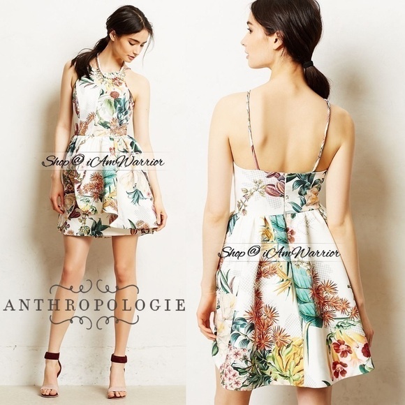 Anthropologie NWT Tropical print peplum dress *shop@iamwarrior - Picture 2 of 16